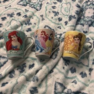 Disney Princess Mug Trio - Teal, Pink, Yellow